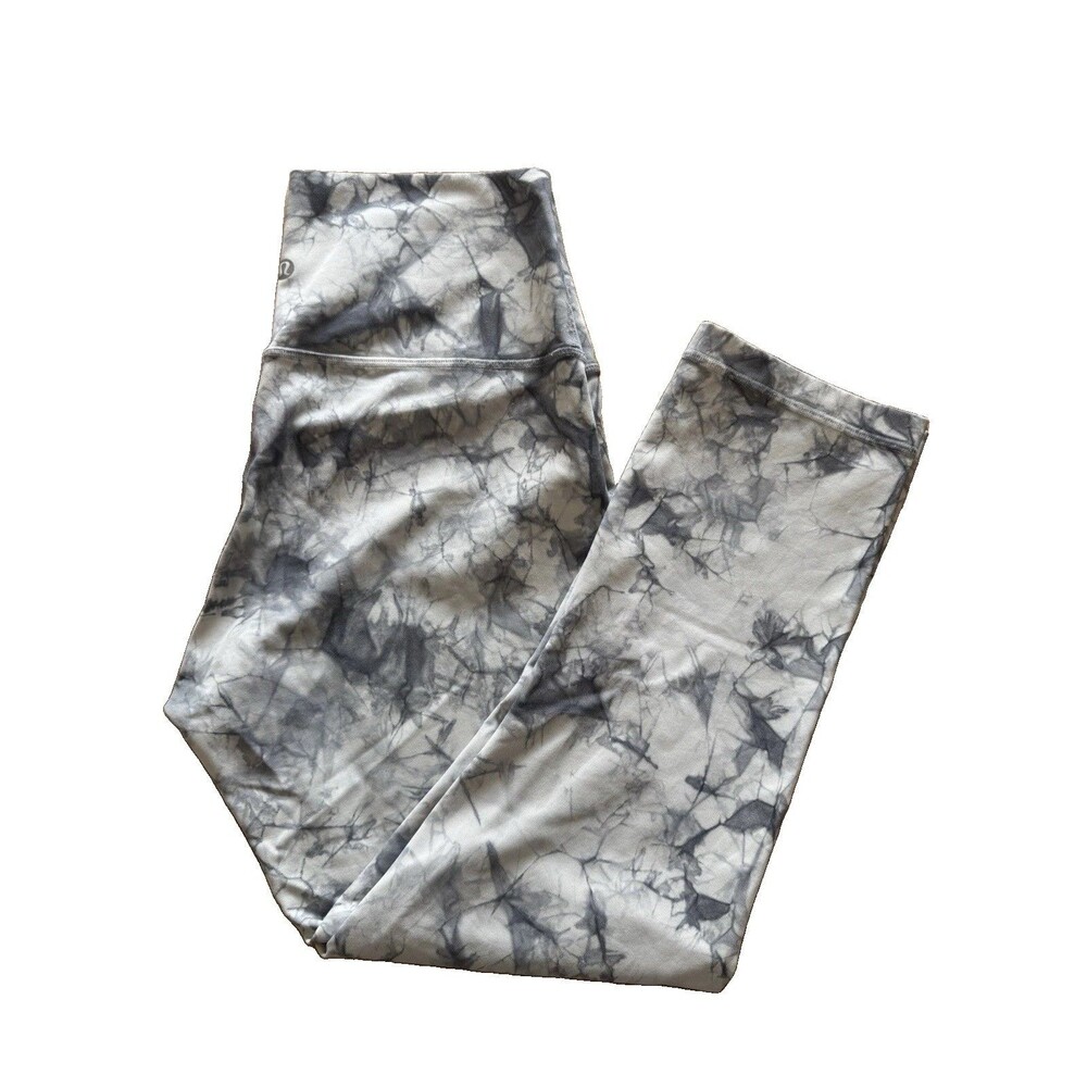 Lululemon Wunder Under HR Crop 6 Dual Shibori Antique White Baltic Grey 22.5"